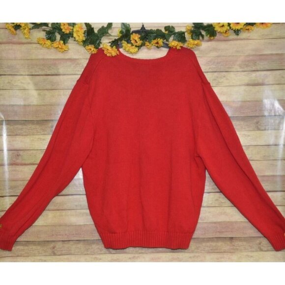 Vintage Men's Sun River XXL Red Sweater Crew Neck Cotton Classic Logo Preppy - Picture 5 of 8